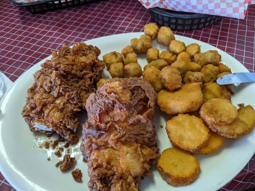 Battered Fried Pork Tenderloin with Squash N Okra